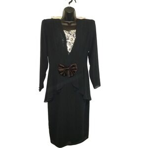Vtg 80s Sequin Dress 10 Black Prom Goth Vampire Whimsigoth Evening Cocktail Pty